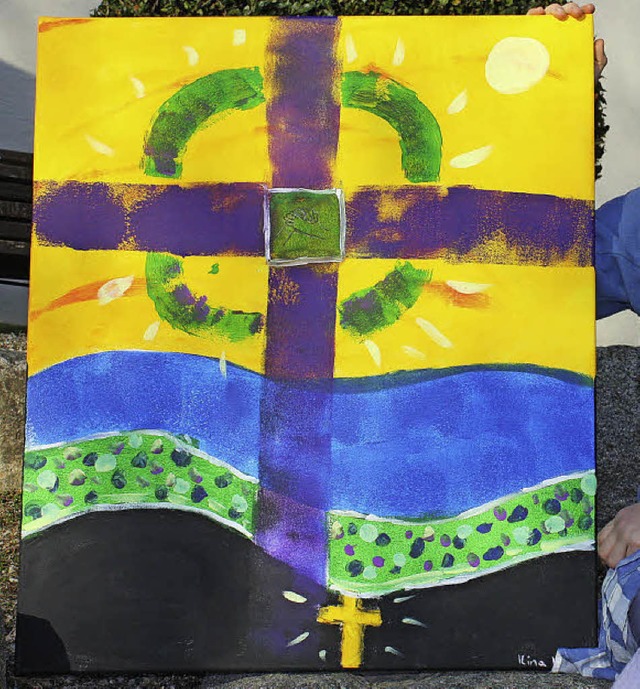 Von einem Kind gemalt: das Kreuz als Glaubenszeichen   | Foto: Fssler