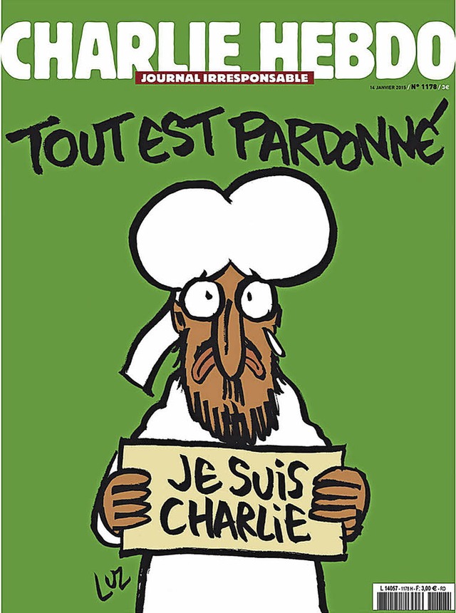 Alles ist vergeben: das neue Titelblatt von &#8222;Charlie Hebdo&#8220;   | Foto: dpa