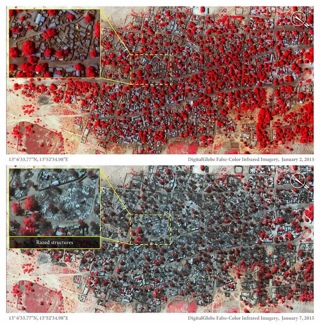 Satellitenbilder zeigen das Ausma der Zerstrung.  | Foto: dpa