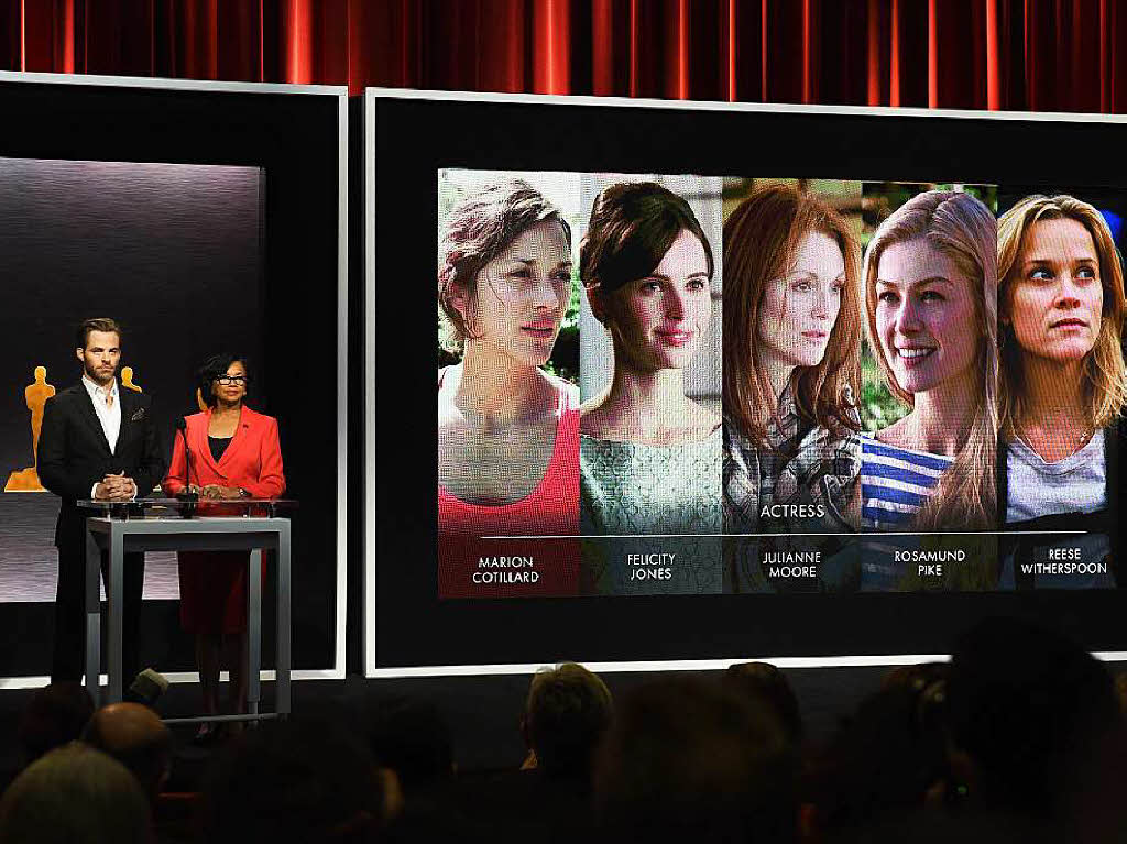 Die Nominierten in der Kategorie „Beste Hauptdarstellerin“: Marion Cottilard, Felicity Jones, Julianne Moore, Rosamund Pike, Reese Witherspoon