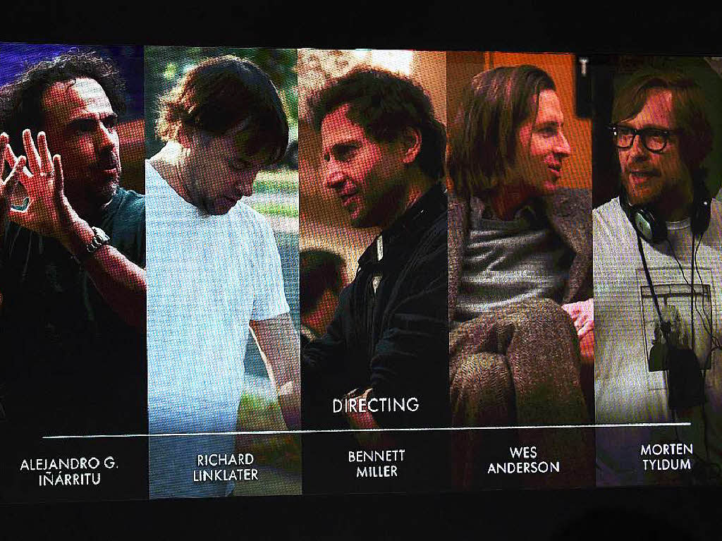 Die Nominierten in der Kategorie „Beste Regie“: Alejandro G. Irritu, Richard Linklater, Bennet Miller, Wes Anderson und Morten Tyldum.