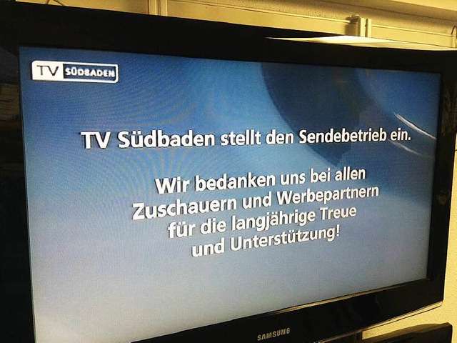 TV-Sdbaden sendet nur noch eine letzte Botschaft an die Zuschauer.  | Foto: bz