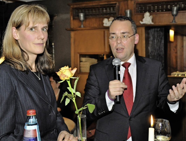 Kreisvorsitzende Birte Knnecke mit Eu...empfang der Kreis-SPD in Kirchzarten.   | Foto: Julius Steckmeister