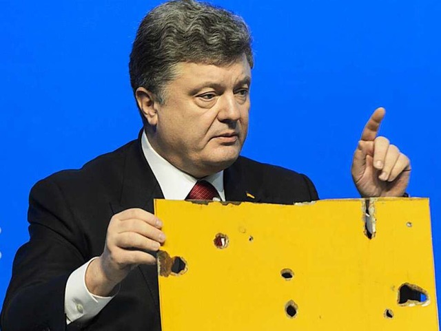 Poroschenko prsentiert in Davos ein T... Ostukraine zwlf Zivilisten starben.   | Foto: dpa