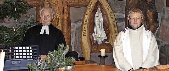 Der evangelische Prdikant Johannes Na...m Gottesdienst in der Friedenskapelle.  | Foto: privat