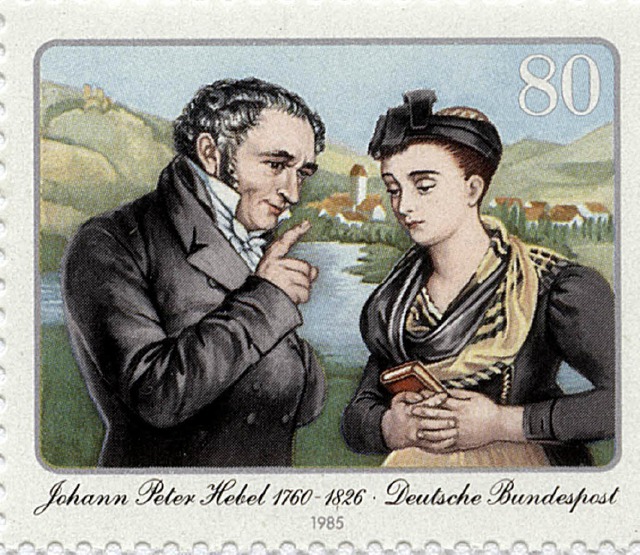 Briefmarke zeigt Johann Peter Hebel zu...abeth Baustlicher aus Langendenzlingen  | Foto: Elmar Vogt