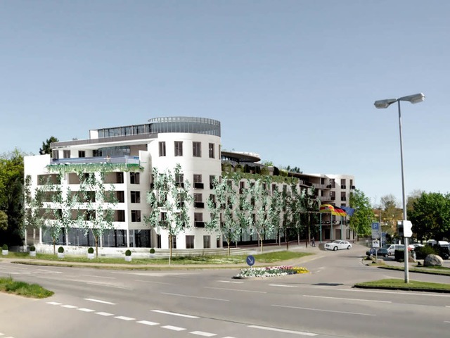 So knnte es aussehen: das geplante Lu...ae (rechts) aus Sicht der Architekten  | Foto: Visualisierung: Architekturbro Bauert-Dll