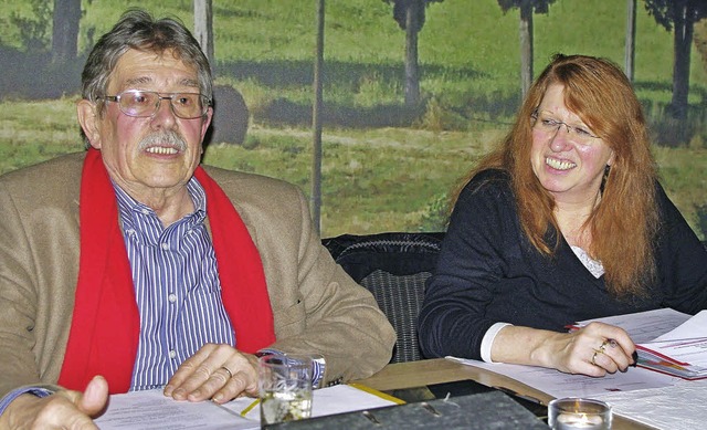 Robert Blum bei seinen engagierten  Au...ergang Hrnle. Rechts Marianne Mller.  | Foto: Rolf Reimann