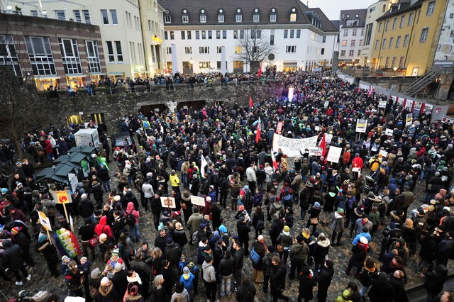 Startpunkt der Demo gegen Pegida war i...urg am 23. Januar der Augustinerplatz.  | Foto: Thomas Kunz