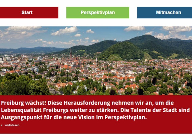 Wer will, kann mitmachen: Startseite von www.perspektivplan-freiburg.de   | Foto: Repro: BZ