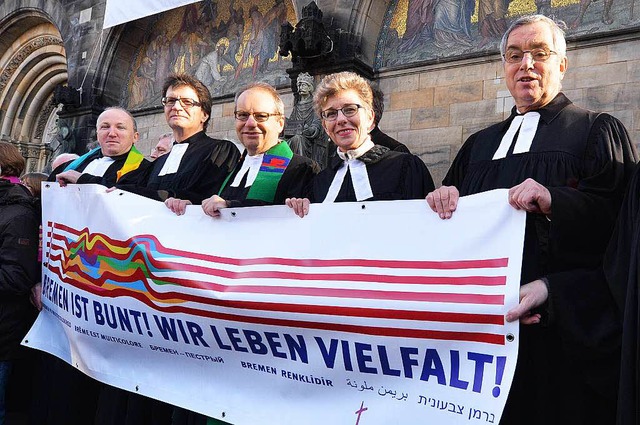 Gegen ihren Amtsbruder Olaf Latzel  protestierten am Mittwoch Bremer Pastoren.   | Foto: dpa