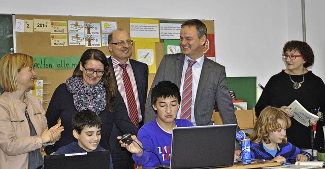 Von der Schule angetan (von links): He...asse 5/6 der Renchtalschule Oberkirch   | Foto: robert ullmann