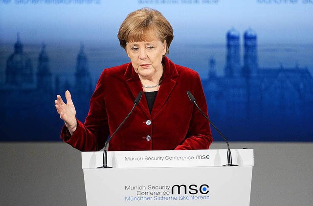 Angela Merkel auf der 51. Sicherheitskonferenz in Mnchen.  | Foto: dpa