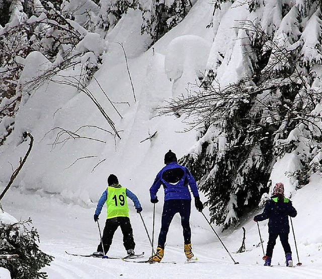 Luferinnen und Lufer beim Start zum Gleichen-Skilanglauf  | Foto: Rolf-Dieter Kanmacher