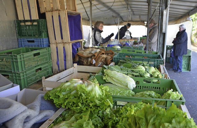 Saisonarbeit wird zwar hufig in der L...schicker auf dem Wyhlener Wochenmarkt.  | Foto: Peter Gerigk