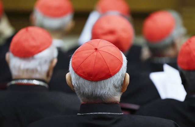 Ohren auf: Kardinle bei einer Rede des Papstes  | Foto: dpa