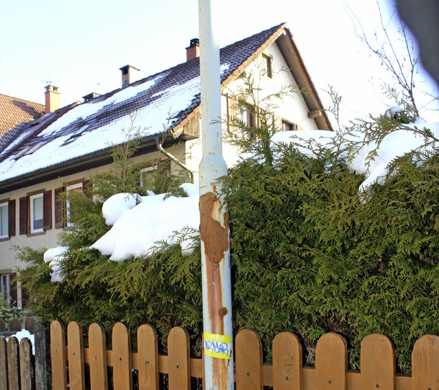 Einige Masten mssen ersetzt werden, w...nenmast vor der evangelischen Kirche.   | Foto: Bertsch