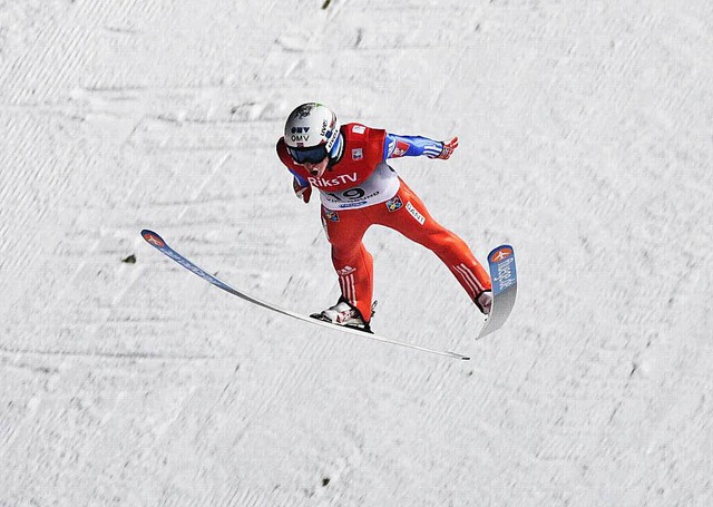 Ein Norweger, der gar nicht mehr lande...1,5 Metern einen neuen Weltrekord auf.  | Foto: AFP