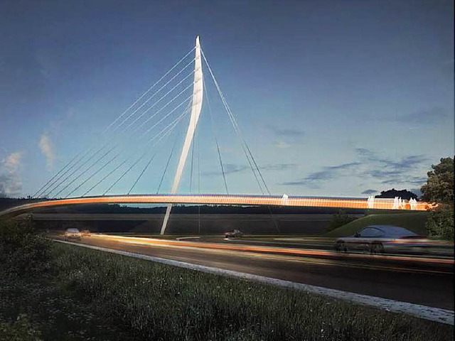 Diese Brcke wird die beiden Teile der...nschau 2018 im Westen Lahrs verbinden.  | Foto: Architekten