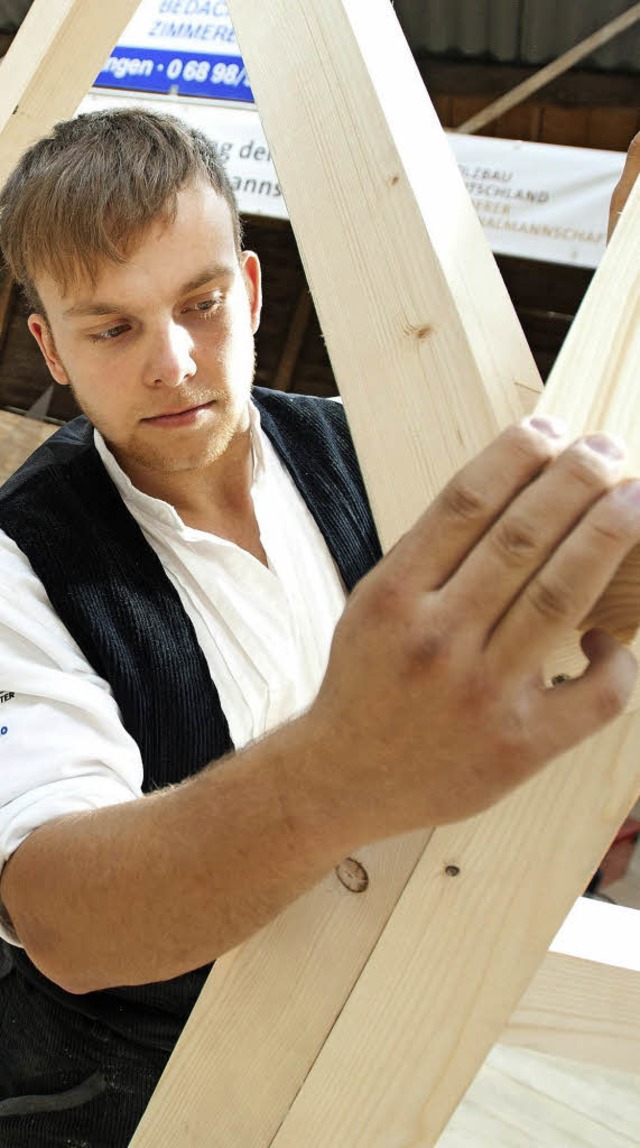 Ein Hndchen fr Holz ist auf dem Bau nicht nur fr Zimmerleute wichtig.   | Foto: dpa