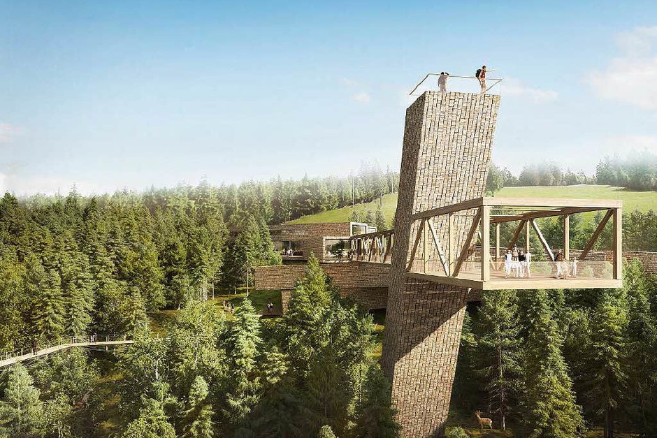 So soll der Skywalk beim Besucherzentrum Nationalpark Schwarzwald am Ruhstein aussehen. Im Vergleich zu anderen Plattformen sticht seine naturverbundene Konstruktion heraus. Ein weiterer, sehr spektakulärer Skywalk befindet sich... (Foto: Visualisierung Architekten Sturm und Wartzeck GmbH) So soll der Skywalk beim Besucherzentrum Nationalpark Schwarzwald am Ruhstein aussehen. Im Vergleich zu anderen Plattformen sticht seine naturverbundene Konstruktion heraus. Ein weiterer, sehr spektakulärer Skywalk befindet sich... (Foto: Visualisierung Architekten Sturm und Wartzeck GmbH)