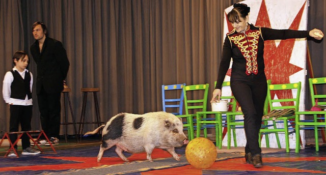Das Schwein Rosalie fhrte dem Publiku...eitete Vorurteil, Schweine seien dumm.  | Foto: Annika Schwarz