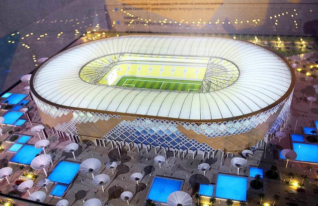 Das Modell eines Stadion, in dem im Jahr 2022 gekickt werden soll.  | Foto: dpa