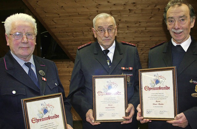 Dieses Trio diente ber 150 Jahre in d...inger, Stefan Andris und Klaus Martin.  | Foto: Dieter Maurer