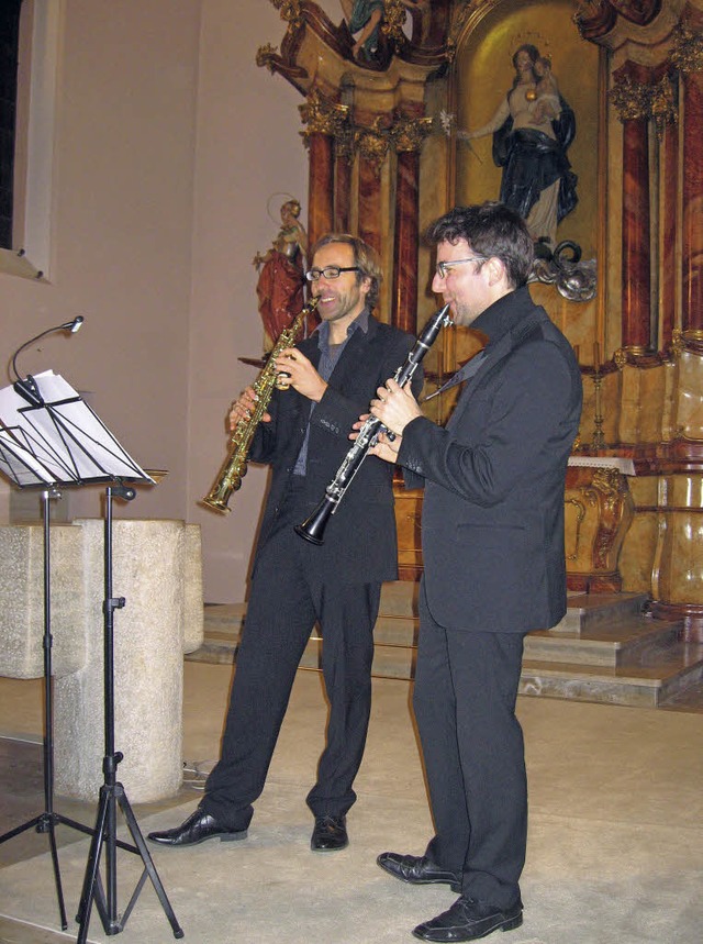 Christian Elin (Saxophon) und Kilian H... Musik in ungewhnlicher Kombination.   | Foto: Hildegard Karig