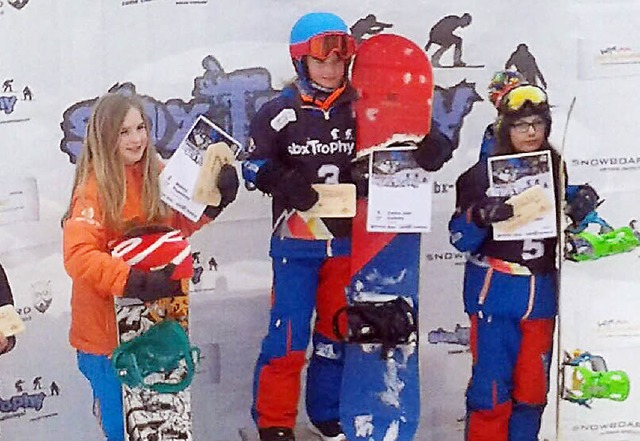 Celine Ketterer (Mitte) gewann in Grasgehren die Klasse U12.   | Foto: UMs