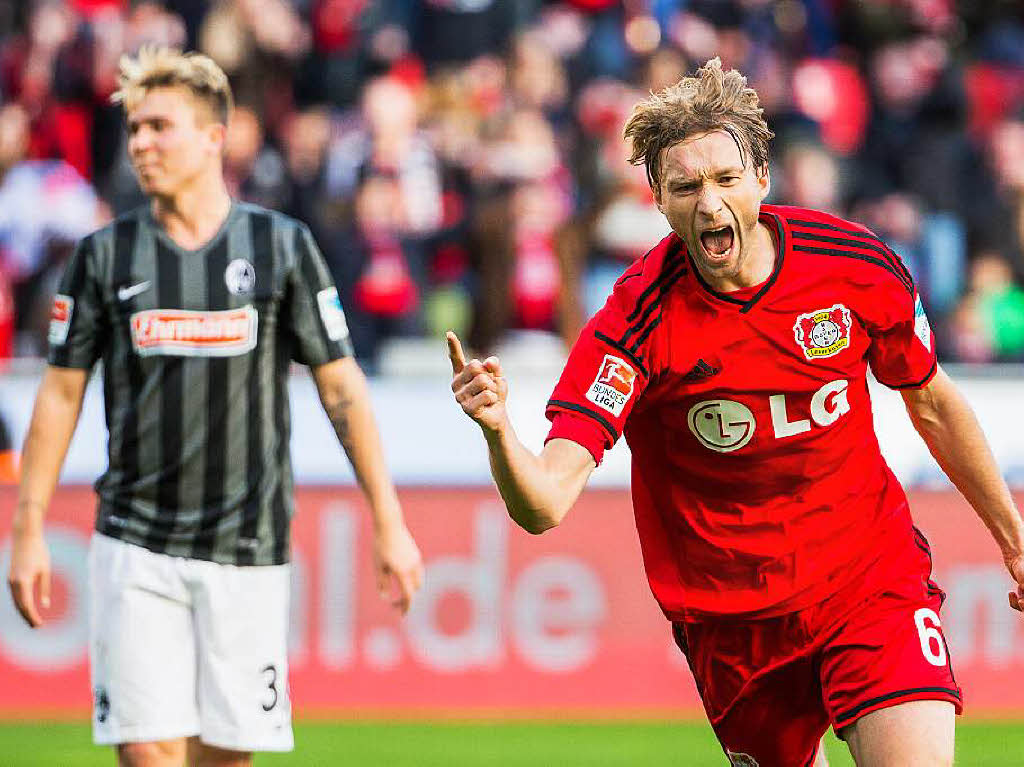 Aussichtslos unterlegen war der SC Freiburg in Leverkusen, 0:1 hie es am Ende durch das Tor von Simon Rolfes.