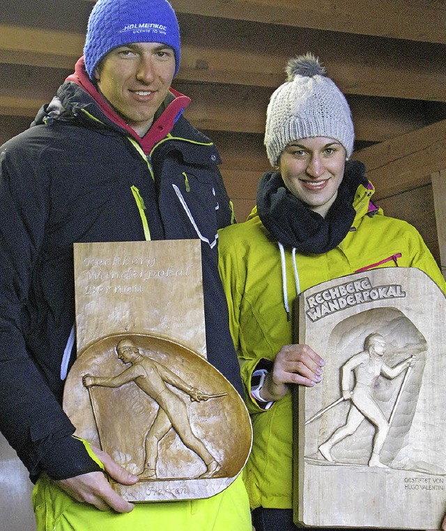 Die Gewinner der Wanderpokale: Manuel Sieber und Linda Becker.  | Foto: Ulrike Spiegelhalter