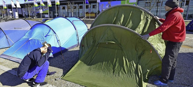 Aufbau fr die Camping und Outdoor-Messe.  | Foto: Ingo Schneider