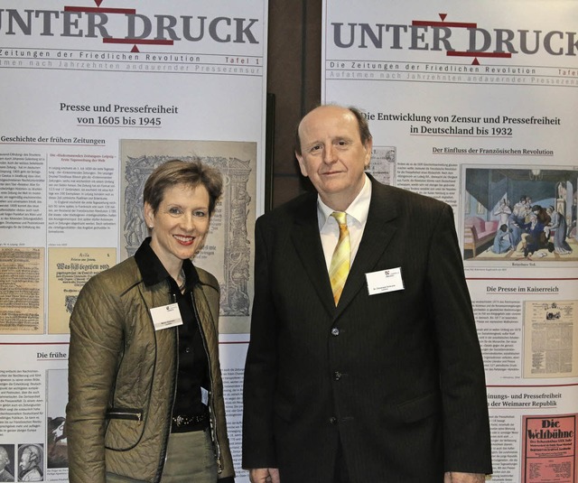 Marion Dammann mit ihrem Kollegen  Christoph Scheurer aus Zwickau.   | Foto: Katharina Bartsch