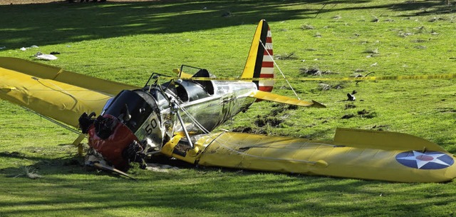 In diesem Oldtimerflieger sa der Scha...8211; er landete auf einem Golfplatz.   | Foto: Fotos: dpa