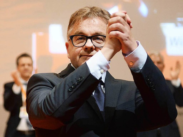 CDU-Spitzenkandidat Guido Wolf spricht beim Jubilum der Volksbank Lahr.  | Foto: dpa