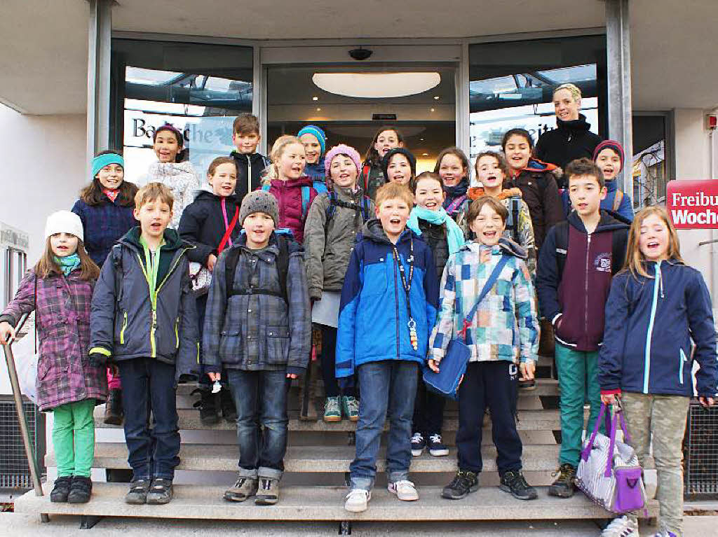 Die Klasse 4c der Emil-Thoma-Grundschule Freiburg mit ihrer Lehrerin Frau Caroline Zeller
