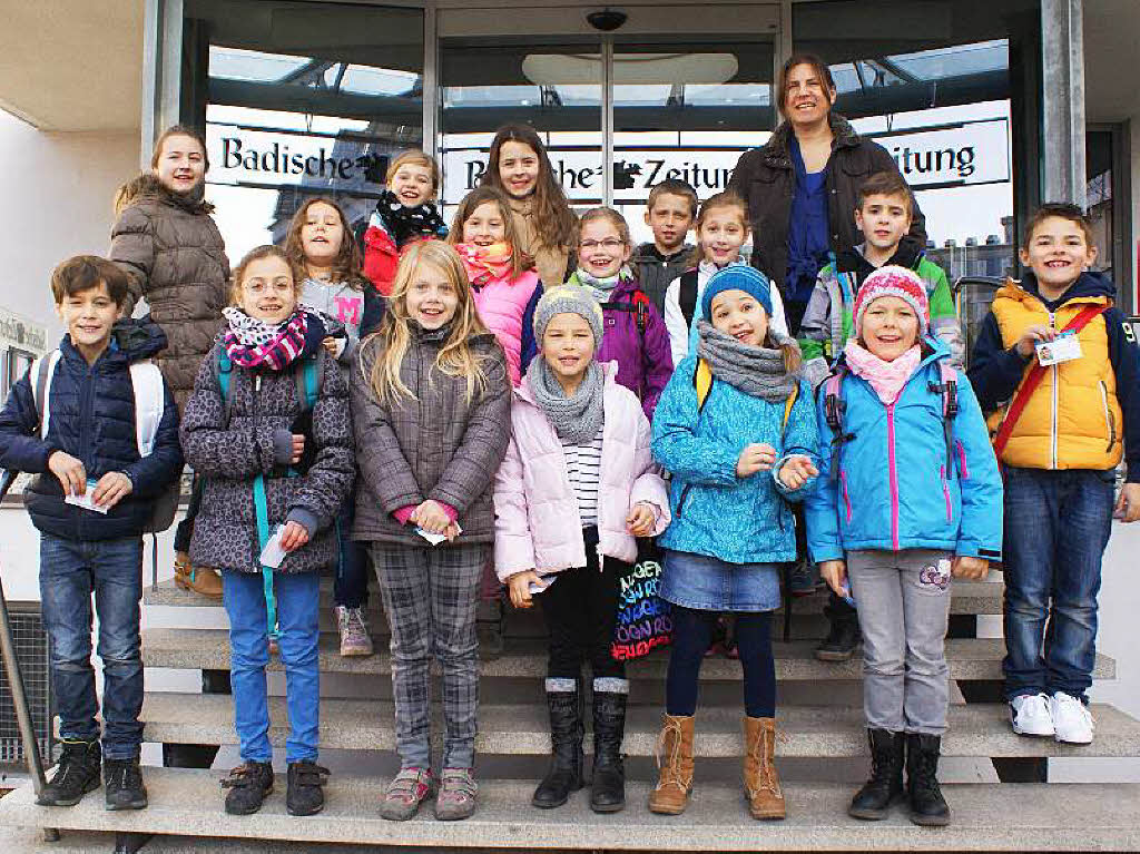 Die Lwen Klasse 3/4 der Hermann-Brommer-Schule Merdingen mit ihrer Lehrerin Judith Ulrich