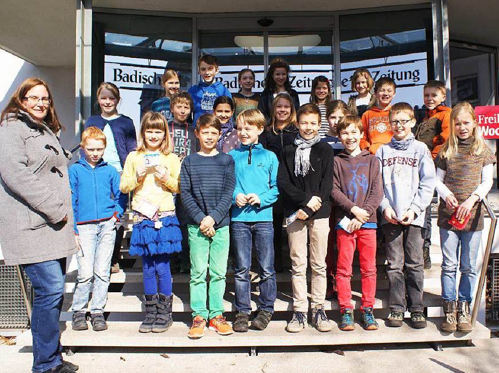 Die Klasse 4c der Johann-Peter-Hebel-Schule Gundelfingen mit ihrer Lehrerin Frau Vera Bornstein