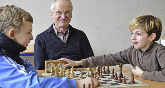 Die beiden Hartheimer Schachchampions ...h-AG im Bistro in der Alemannenschule   | Foto: susanne Mller