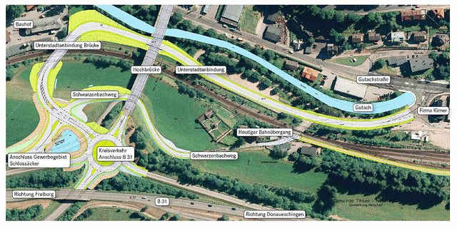 Neustadts Groprojekt, das sich ber d...(hellgrn die Gelndeaufschttungen).   | Foto: Stadt Titisee-Neustadt