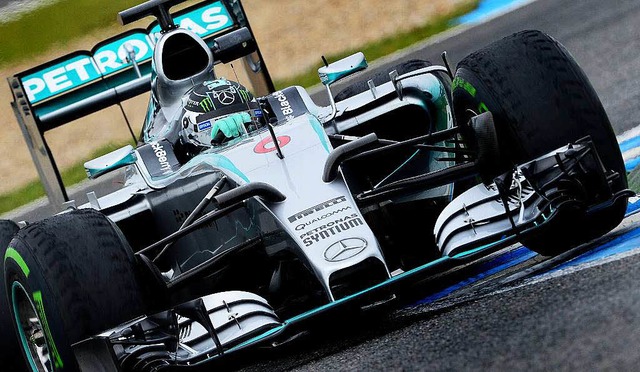 Der neue Mercedes F1 W06 von Nico Rosberg. Teilweise Made in Sdbaden.  | Foto: dpa