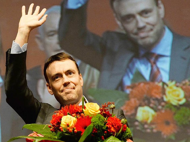 Kandidat Nils Schmid probte in Singen schon den Wahlkampf.  | Foto: dpa