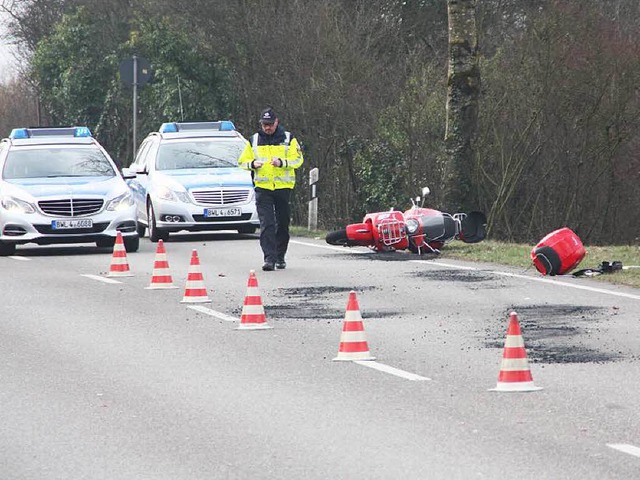 Ein Rollerfahrer ist am Montagmorgen in Brennet verunglckt.  | Foto: Gerd Leutenecker