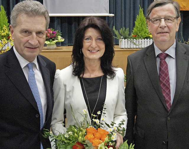EU-Kommissar Oettinger, Ersatzkandidat... Wahlkreis Kehl, Willi Stchele (r.).   | Foto:  tor