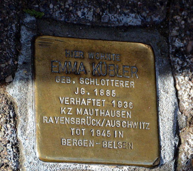 Einer von acht Stolpersteinen in Badenweiler   | Foto: Sigrid Umiger
