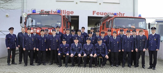 Kiechlinsbergen. Die Feuerwehr Kiechli...mit Altersmannschaft im Jubilumsjahr.  | Foto: Roland Vitt