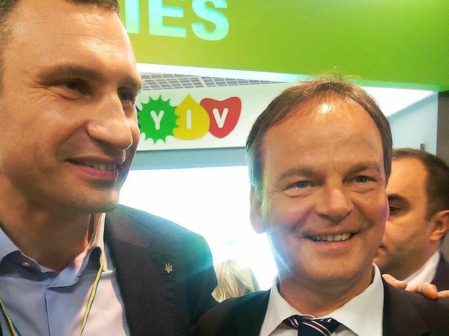 Landrat Frank Scherer (rechts) traf mit Vitali Klitschko zusammen. 