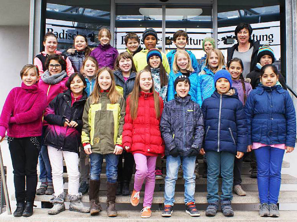 Die Klasse 4a der Clara-Grunwald-Schule aus Freiburg mit ihrer Lehrerin Frau Michaela Hoffmann