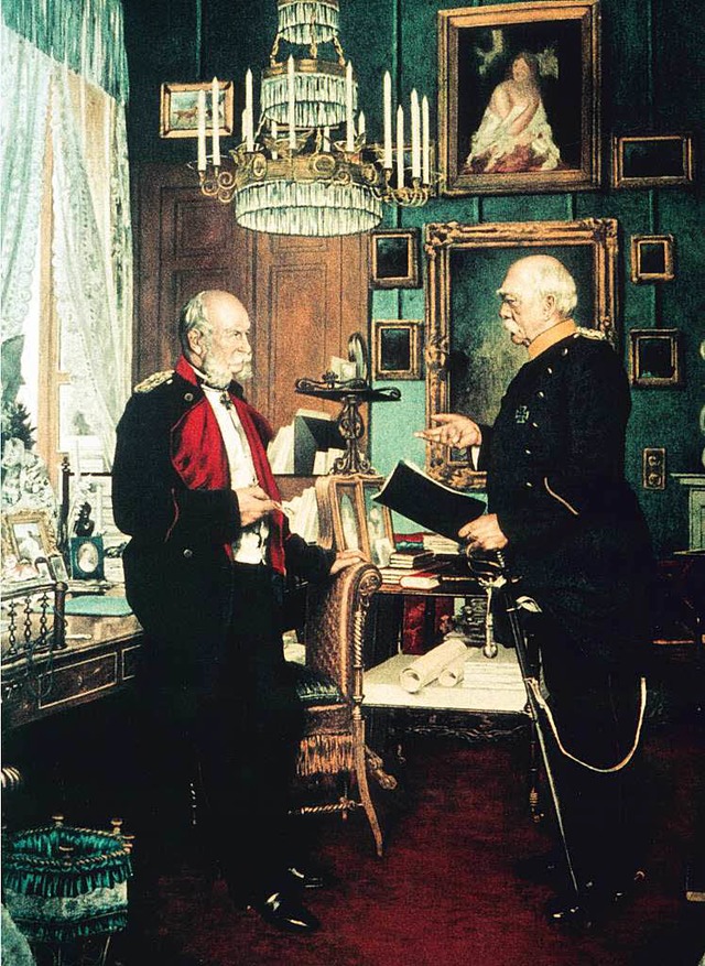 Der Kanzler Bismarck (rechts) bei  sei...helm I. Gemlde von Konrad Siemenroth   | Foto: Bucher Verlag